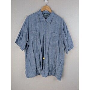 Cubavera Mens Shirt Blue Linen Short Sleeve Size 2XL
